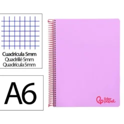Bloc Liderpapel DIN A6 micro wonder 120 hojas cuadro 5mm 4 bandas tapa plástio 90 gr color violeta