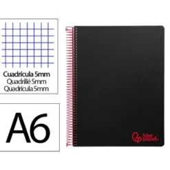 Bloc Liderpapel DIN A6 micro wonder 120 hojas cuadro 5mm 4 bandas tapa plástio 90 gr color negro