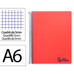 Bloc Liderpapel DIN A6 micro wonder 120 hojas cuadro 5mm 4 bandas tapa plástio 90 gr color rojo