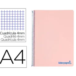 Bloc Liderpapel Din A4 wonder cuadrícula 4mm tapa polipropileno 90 gr color rosa