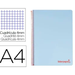 Bloc Liderpapel Din A4 wonder cuadrícula 4mm tapa polipropileno 90 gr color azul