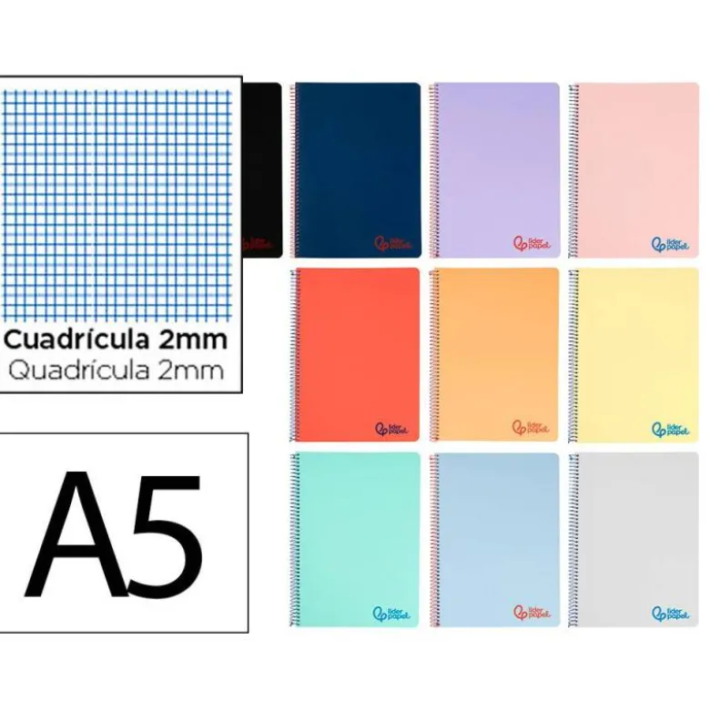 Bloc Liderpapel DIN A5 wonder milimetrado 2mm 80 hojas tapa plástico 90 gr color “no se puede elegir”