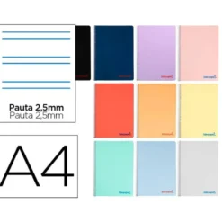 Bloc Liderpapel DIN A4 wonder pauta estrecha 2,5mm con margen 80 hojas tapa plástico 90 gr color “no se puede elegir”