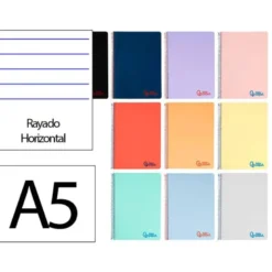 Bloc Liderpapel DIN A5 wonder rayado horizontal 80 hojas con margen tapa plástico 90 gr color “no se puede elegir”