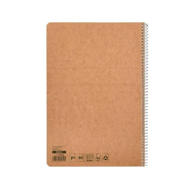 Bloc Liderpapel espiral folio Cuadriculado 4mm 80 hojas con papel reciclado