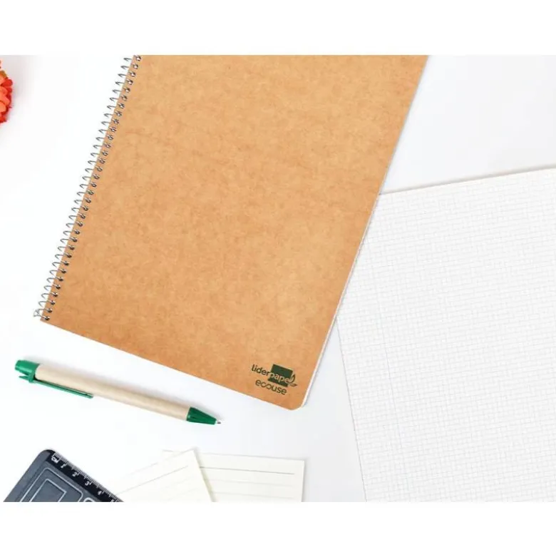 Bloc Liderpapel espiral folio Cuadriculado 4mm 80 hojas con papel reciclado