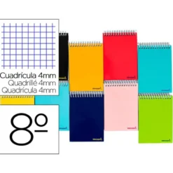 Bloc Liderpapel octavo apaisado bolsillo smart cuadrícula 4 mm 80 hojas tapa blanda 60 gr color “no se puede elegir”