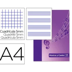 Bloc Musica Oxford DIN A4 24 hojas 90 gr Pentagrama Interlineado 2 mm+ cuadricula 5mm