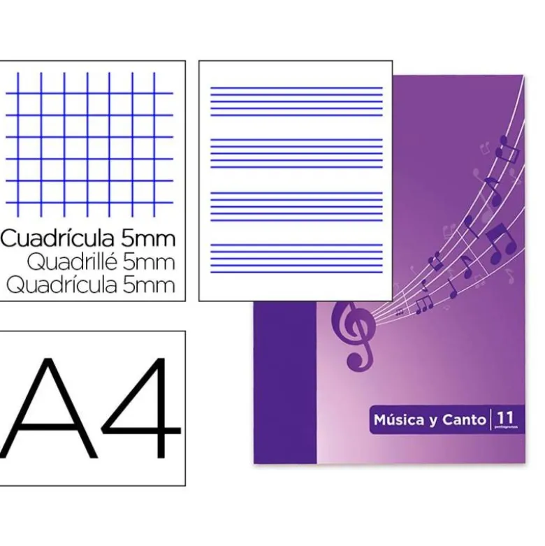 Bloc Musica Oxford DIN A4 24 hojas 90 gr Pentagrama Interlineado 2 mm+ cuadricula 5mm