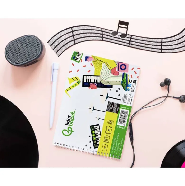Bloc musica Pentagrama Liderpapel cuarto interlineado 3mm