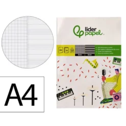 BLOC MUSICA Y CANTO LIDERPAPEL PENTAGRAMA INTERLINEADO 2 MM CUADRICULA 5MM DIN A4 24 HOJAS 100G/M2