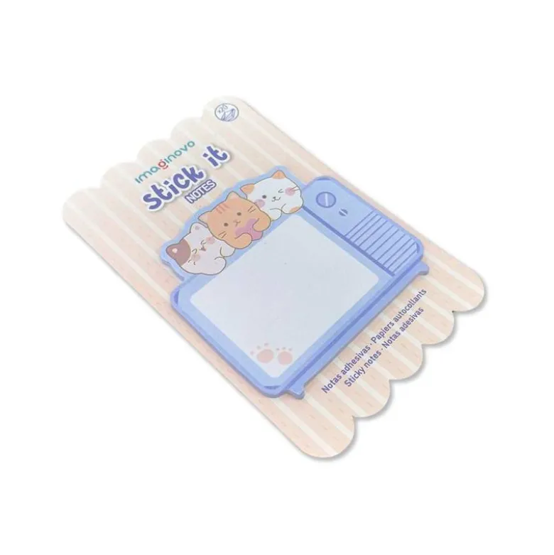BLOC NOTAS ADHESIVAS IMAGINOVO MEOW 20 HOJAS TELEVISION 70X70 MM