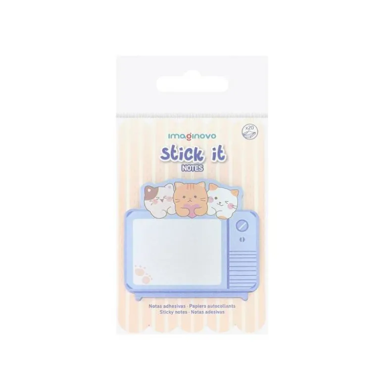 BLOC NOTAS ADHESIVAS IMAGINOVO MEOW 20 HOJAS TELEVISION 70X70 MM