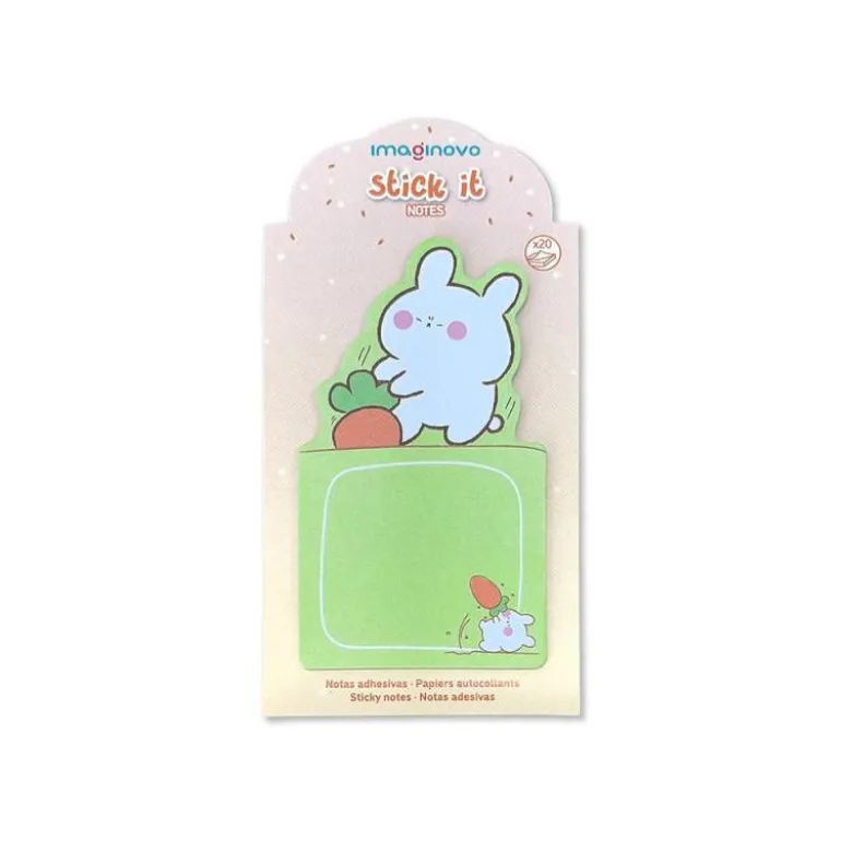BLOC NOTAS ADHESIVAS IMAGINOVO BUNNY CON SOPORTE 20 HOJAS VERDE 60X125 MM