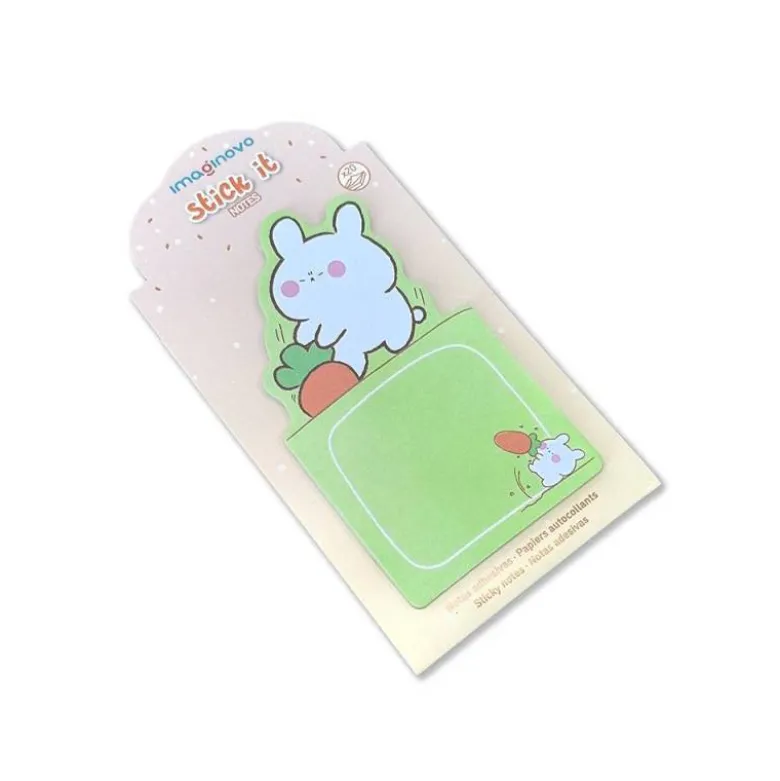 BLOC NOTAS ADHESIVAS IMAGINOVO BUNNY CON SOPORTE 20 HOJAS VERDE 60X125 MM
