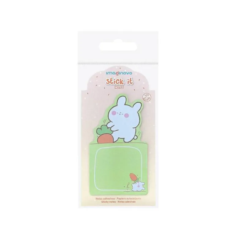 BLOC NOTAS ADHESIVAS IMAGINOVO BUNNY CON SOPORTE 20 HOJAS VERDE 60X125 MM