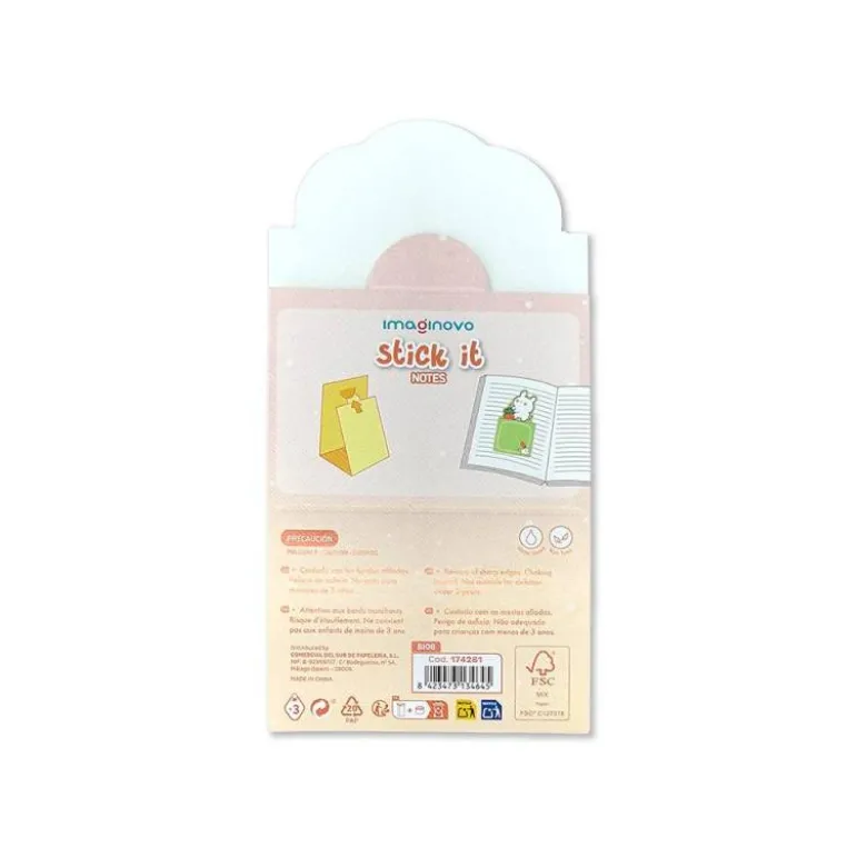 BLOC NOTAS ADHESIVAS IMAGINOVO BUNNY CON SOPORTE 20 HOJAS VERDE 60X125 MM