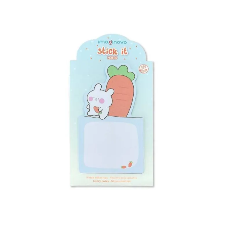 BLOC NOTAS ADHESIVAS IMAGINOVO BUNNY CON SOPORTE 20 HOJAS AZUL 60X125 MM