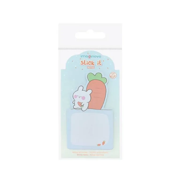 BLOC NOTAS ADHESIVAS IMAGINOVO BUNNY CON SOPORTE 20 HOJAS AZUL 60X125 MM