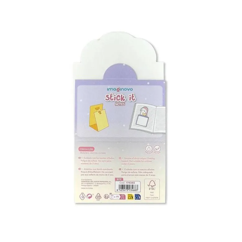 BLOC NOTAS ADHESIVAS IMAGINOVO BUNNY CON SOPORTE 20 HOJAS MORADO 60X125 MM