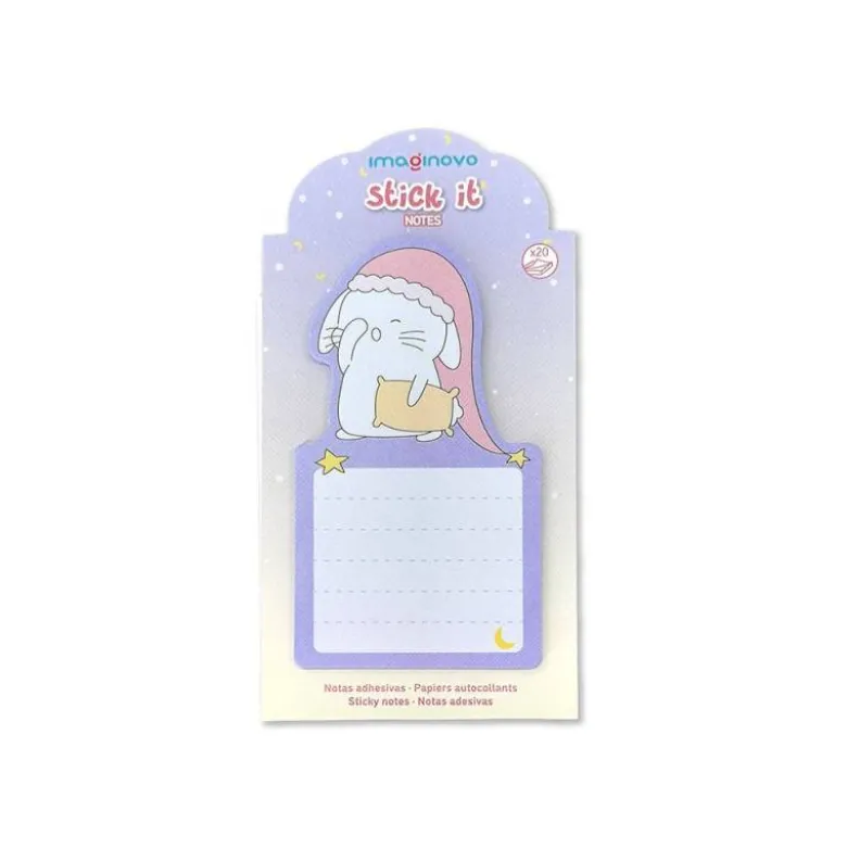 BLOC NOTAS ADHESIVAS IMAGINOVO BUNNY CON SOPORTE 20 HOJAS MORADO 60X125 MM
