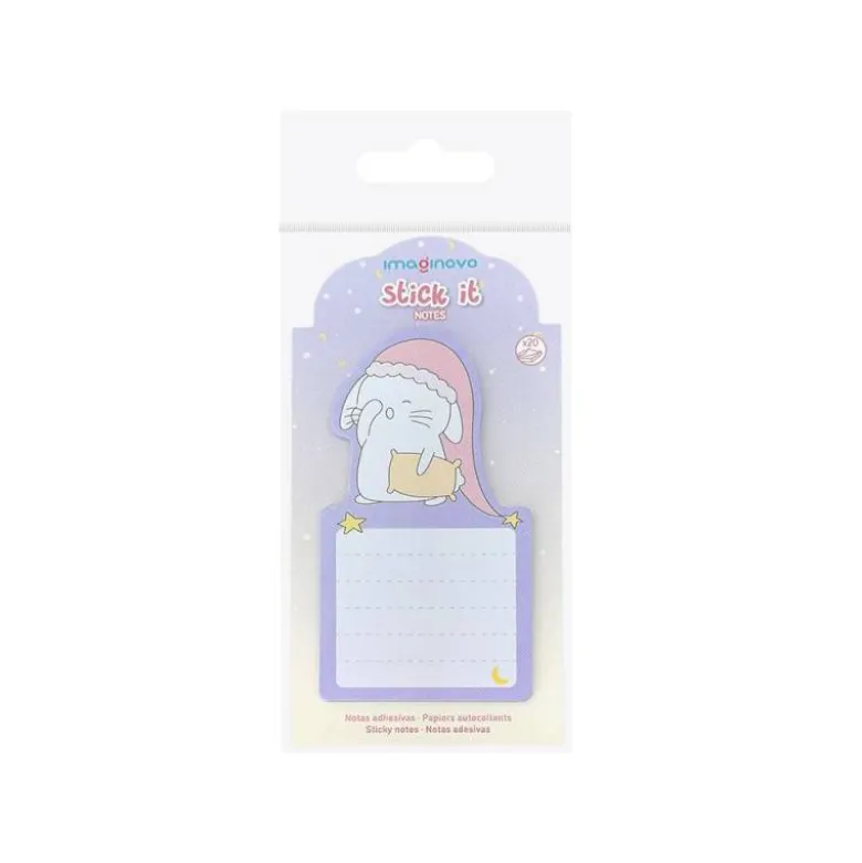 BLOC NOTAS ADHESIVAS IMAGINOVO BUNNY CON SOPORTE 20 HOJAS MORADO 60X125 MM