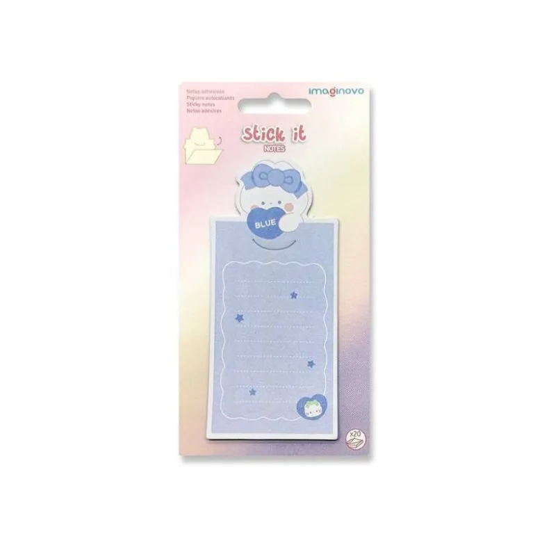 BLOC NOTAS ADHESIVAS IMAGINOVO LETTER CON MENSAJE TRASERO CONEJITO AZUL 20 HOJAS 85X164 MM