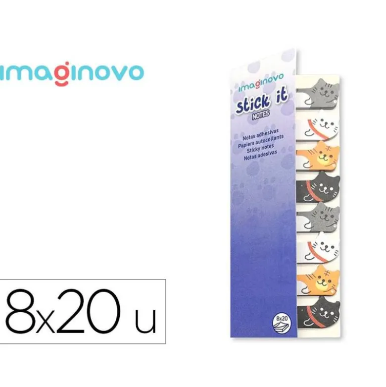 BLOC NOTAS ADHESIVAS IMAGINOVO MARCAPAGINAS GATO 120 HOJAS 8X15X48 MM