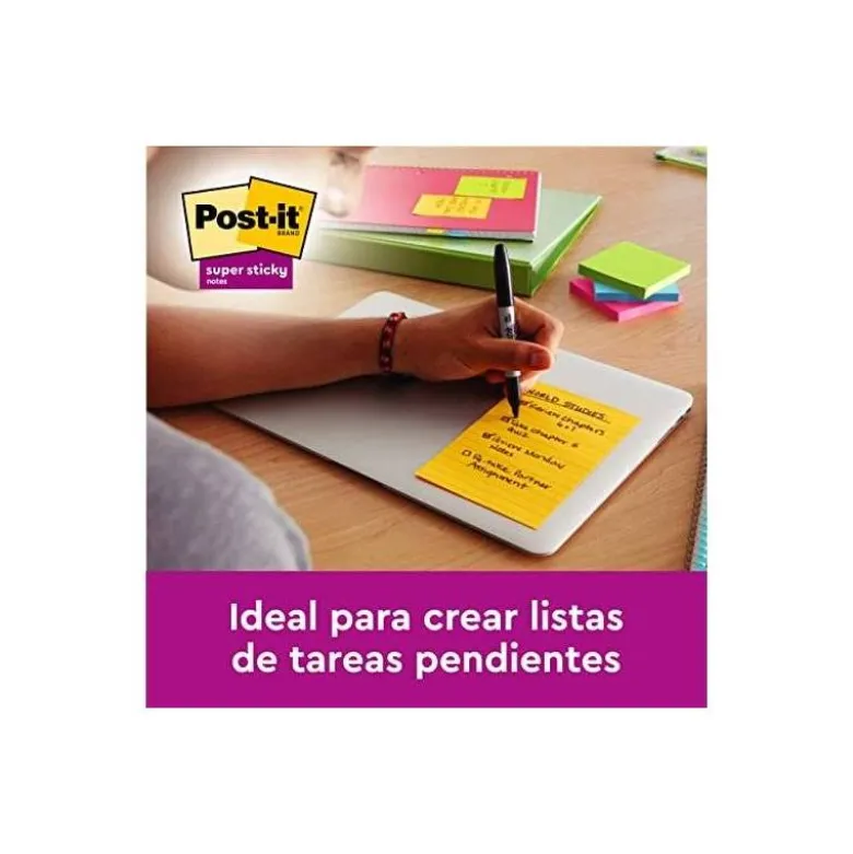 Bloc Quita y Pon Post-It ® Super Sticky 149X98 mm Colores Neon XXL