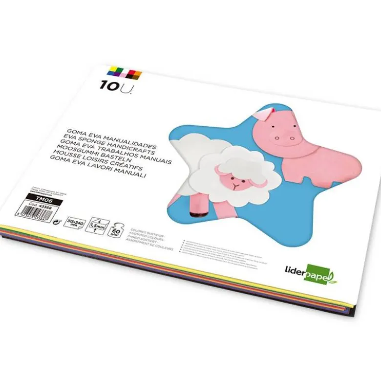 Bloc trabajos manuales liderpapel goma eva 240x315mm 10 hojas colores surtidos