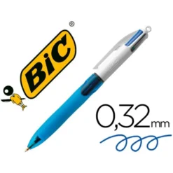 Bolígrafo marca Bic 4 colores Grip cuerpo azul 0,4 mm
