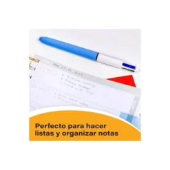 Bolígrafo marca Bic 4 colores Grip cuerpo azul 0,4 mm