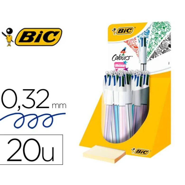 Boligrafo Bic 4 colores Shine 0,4 mm metalizado