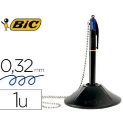 Boligrafo Bic azul 0,4 mm con peana