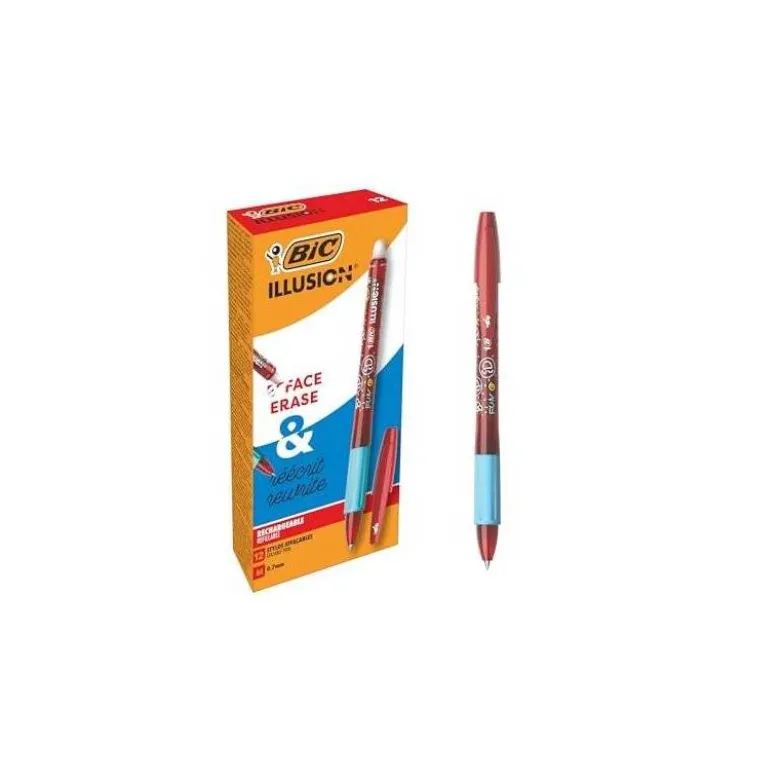 Boligrafo Bic Gelocity Illusion Borrable Rojo punta 0,7 mm