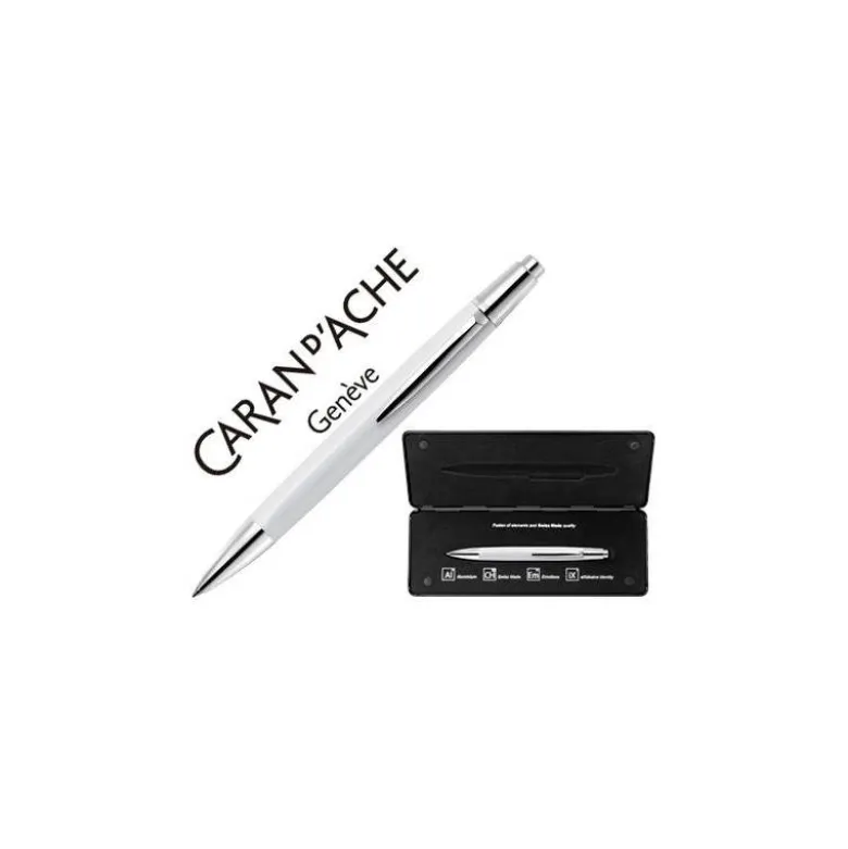 Boligrafo marca Caran d'ache Alchemix lacado blanco estuche