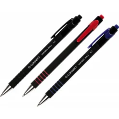 Boligrafo q-connect retractil con grip 0,7 mm negro