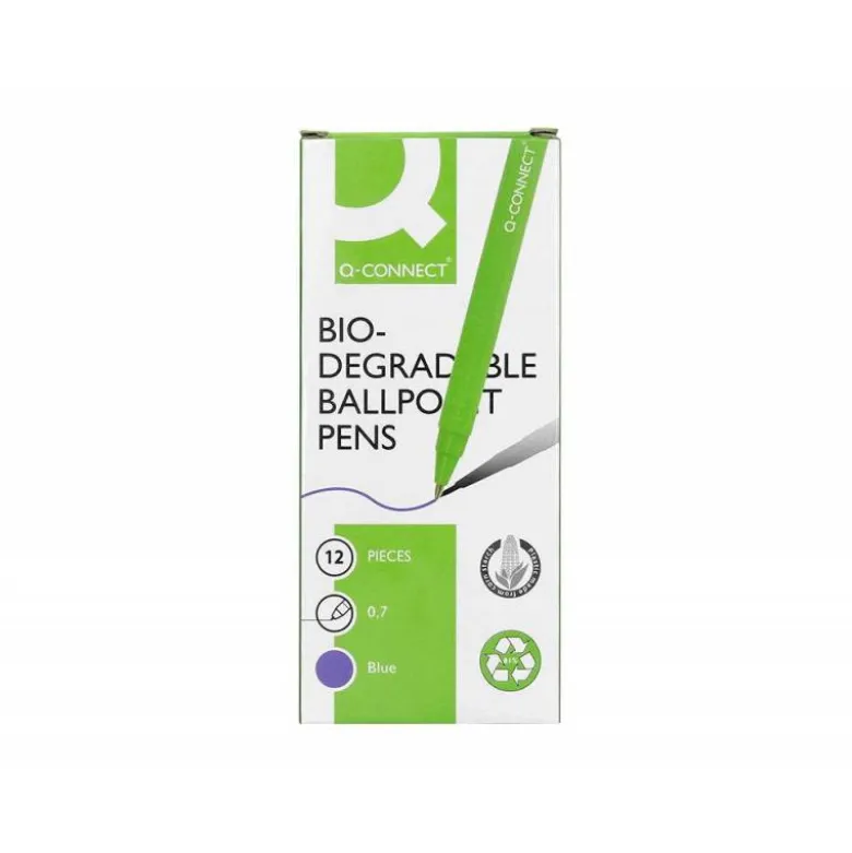 Boligrafo retractil Q-Connect Color Azul 0,5 mm Biodegradable