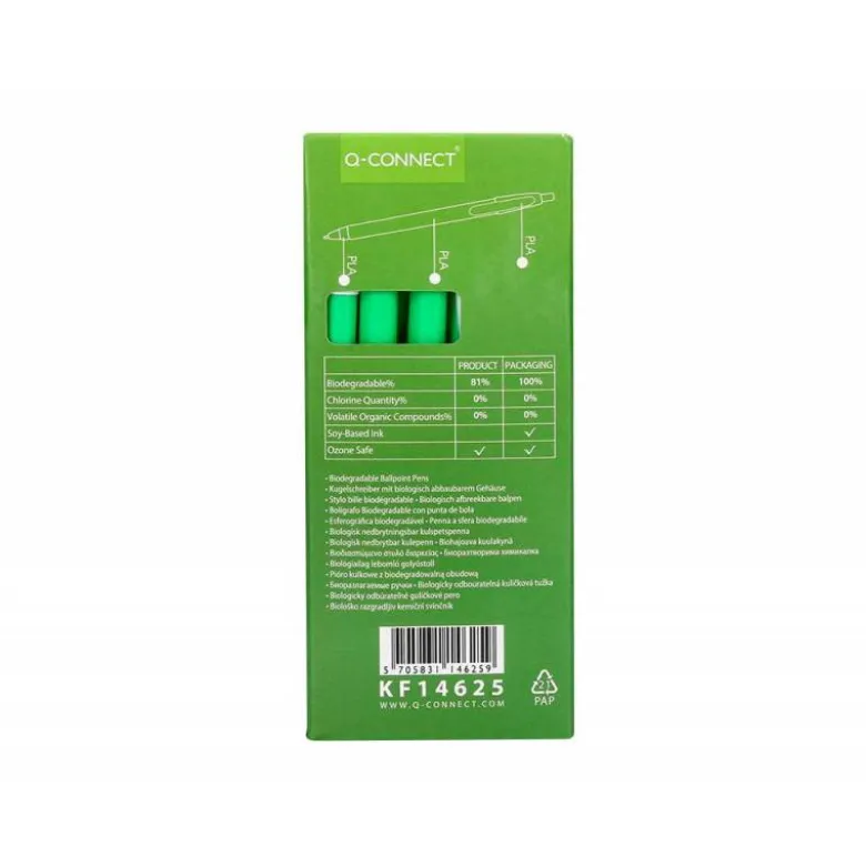 Boligrafo retractil Q-Connect Color Azul 0,5 mm Biodegradable