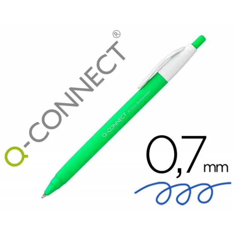 Boligrafo retractil Q-Connect Color Azul 0,5 mm Biodegradable