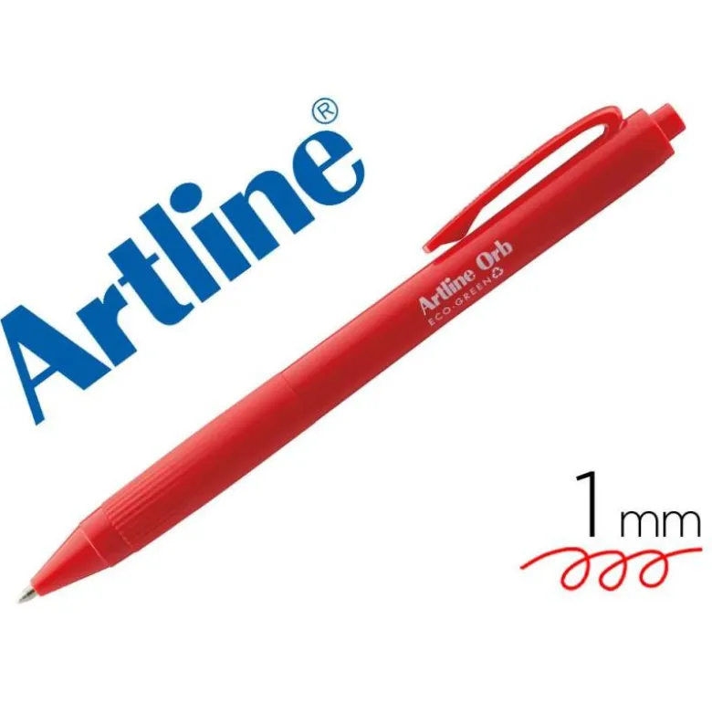 BOLIGRAFO ARTLINE ORB ECO GREEN RETRACTIL 1 MM ROJO