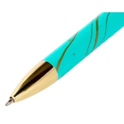 BOLIGRAFO BELIUS AQUA ALUMINIO COLOR TURQUESA Y DORADO TINTA AZUL CAJA DE DISEÑO
