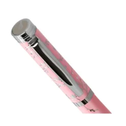BOLIGRAFO BELIUS BELLA ALUMINIO COLOR ROSA DISEÑO PLATEADO RELIEVE TINTA AZUL CAJA DE DISEÑO