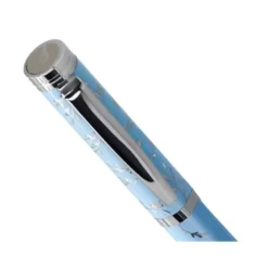 BOLIGRAFO BELIUS BELLA ALUMINIO COLOR AZUL CELESTE DISEÑO PLATEADO RELIEVE TINTA AZUL CAJA DE DISEÑO
