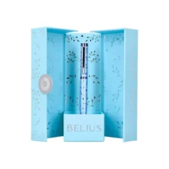 BOLIGRAFO BELIUS BELLA ALUMINIO COLOR AZUL CELESTE DISEÑO PLATEADO RELIEVE TINTA AZUL CAJA DE DISEÑO
