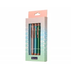 BOLIGRAFO BELIUS BRELA CUERPO HEXAGONAL CON CLIP 3 BOLIGRAFOS COLORES PASTELES SURTIDOS EN CAJA REGALO