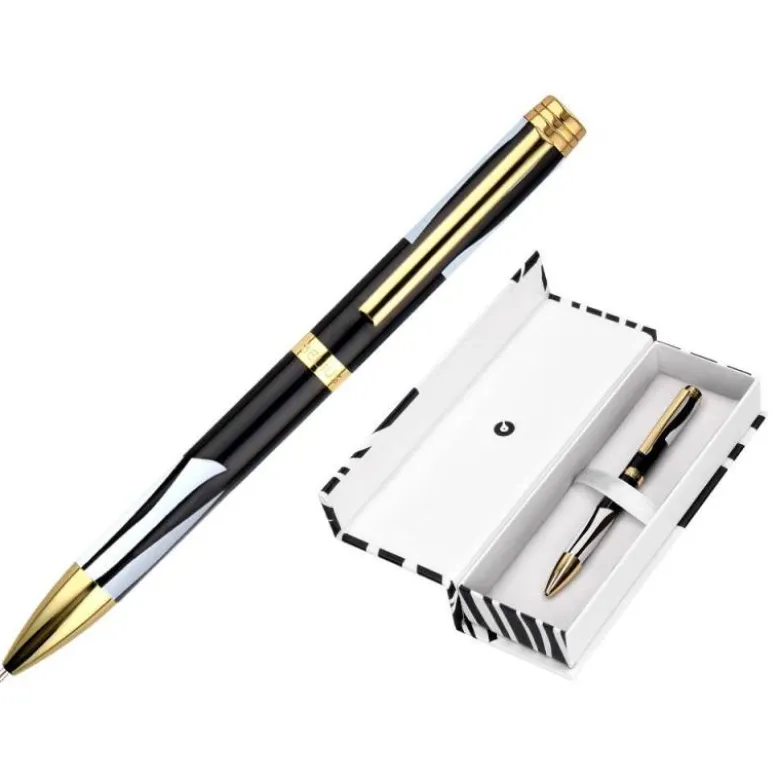 BOLIGRAFO BELIUS DUALITA CUERPO NEGRO COLOR BLANCO TINTA AZUL CAJA DE DISEÑO