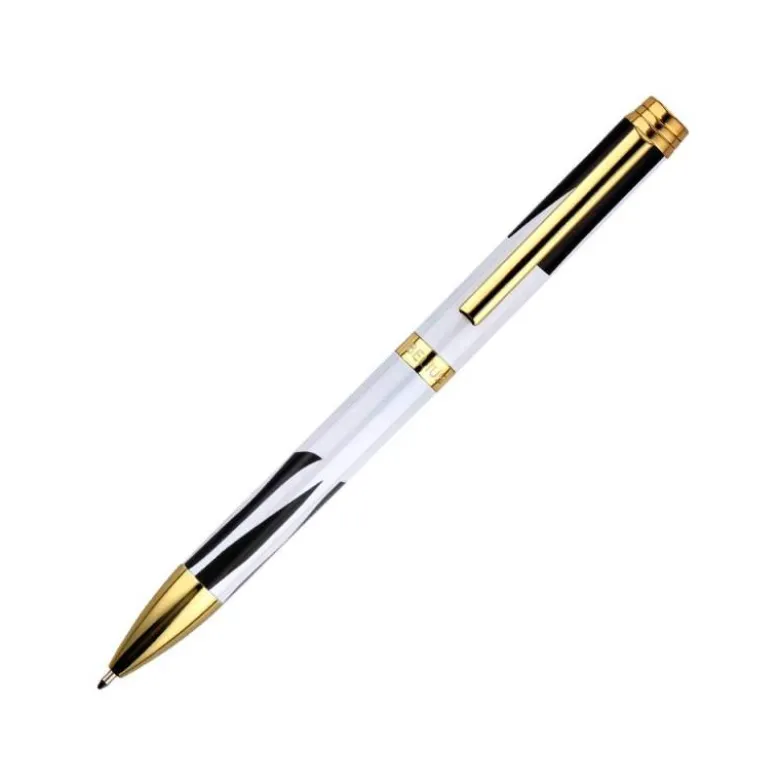 BOLIGRAFO BELIUS DUALITA CUERPO BLANCO COLOR NEGRO TINTA AZUL CAJA DE DISEÑO