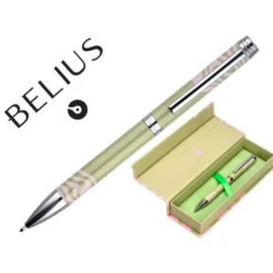BOLIGRAFO BELIUS INK DREAMS ALUMINIO COLOR VERDE MATCHA Y ROSA PLATEADO FRASE INTERIOR TINTA AZUL CAJA DE DISEÑO