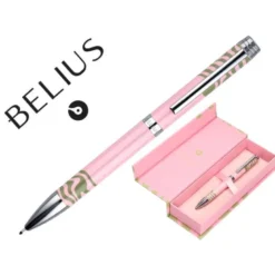 BOLIGRAFO BELIUS INK DREAMS ALUMINIO COLOR ROSA Y VERDE MATCHA PLATEADO FRASE INTERIOR TINTA AZUL CAJA DE DISEÑO